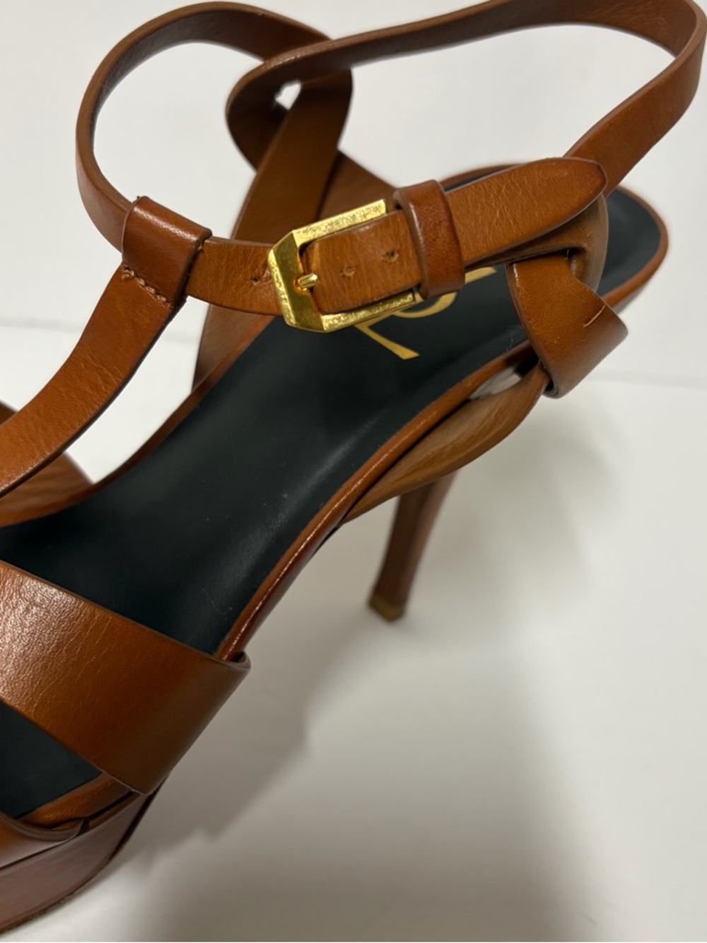 Saint Laurent Tribute platform sandal in brown leather size 39 - Picture 4 of 7